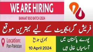 Albaraka Bank Jobs in Pakistan BANAAT BSO Batch 2024  Bank jobs for fresh graduates [upl. by Yremrej605]