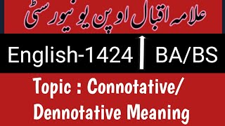 Aiou 1424 English  Connotative amp Denotative meanings [upl. by Trev]