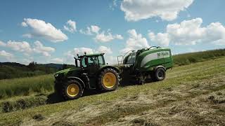 John Deere 6155R  Mowing  Raking  Baling [upl. by Dasa438]