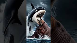 Killer Orca Whale VS Great White Shark VS Megalodon shorts seaanimals orca [upl. by Kandace]