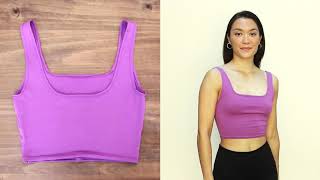 Square Neck Crop Top DIY  Sewing tutorial  Free pattern [upl. by Aneleasor]