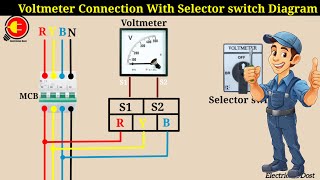 Voltmeter Connection Diagram  Voltmeter Connection With Selector switch Electriciandost [upl. by Eladnor585]