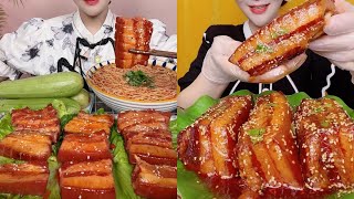 먹방 Spicy China Foods 🌶️  PORK BELLY and Spıcy NOODLES eating sounds Mukbang ASMR [upl. by Allemac]