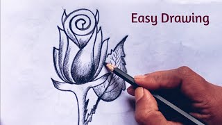 Easy Rose drawing Learn 002 [upl. by Notsgnik]