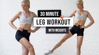 30 MIN LEG WORKOUT  Lower Body GLUTES and THIGHS  With Weights Home Workout [upl. by Eatnoid]