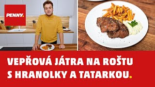 Vepřová játra na roštu s hranolky a tatarkou [upl. by Luttrell]