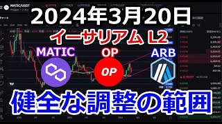 レイヤー2のポリゴン MATIC、オプティミズム OP、アービトラム ARBなども調整へ！ただ健全な調整の範囲内【2024年3月20日 MATIC OP ARB 暗号資産 仮想通貨】 [upl. by Nawor560]