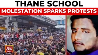 Thane School Staff Molests Two Girls Protesters Block Trains  India Today News [upl. by Hadeehsar]