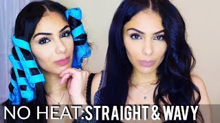 ATTEMPTING HEATLESS STRAIGHT HAIR amp HEATLESS CURLSWAVES USING HAIR ROLLERS Shark Tank Sleep Styler [upl. by Aleka]