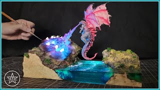 The Flying PINK GODZILLA Diorama of Realistic Destroy Hollywood Hill Clay Art Resin Art [upl. by Pol]