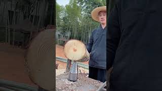 The process of splitting wood with a cracking drill [upl. by Lewes]