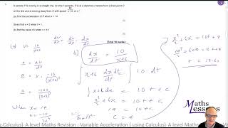 A level Maths Revision  Variable Acceleration  using Calculus [upl. by Philippine]