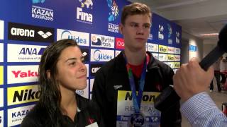 Vincent Riendeau and Meaghan Benfeito silver medallists of Mixed Synchro Platform in Kazan RUS [upl. by Arytas]