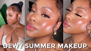 GRWM  My GoTo Dewy Summer Makeup Routine  GlowyBronzy Face amp Body [upl. by Nageam593]