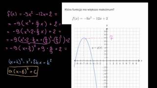 Maksimum funkcji kwadratowej  przykład [upl. by Jacqueline943]
