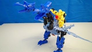 TRANSFORMERS 4 DINOBOT STRAFE AND BUMBLEBEE CONSTRUCTBOTS RIDERS BUILD PLAYSET VIDEO TOY REVIEW [upl. by Diane-Marie]