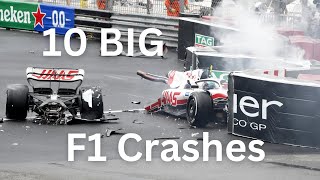 10 BIG F1 Crashes and their Damage Level [upl. by Aidualk30]