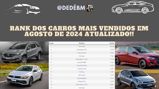 RANK DOS CARROS MAIS VENDIDOS EM AGOSTO DE 2024 ATUALIZADO [upl. by Jory]