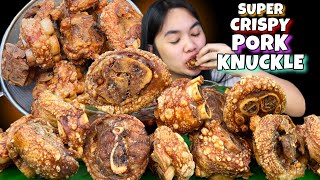 SUPER CRISPY PORK KNUCKLE  CRISPY PATA SLICE W SPICY SWEET VINEGAR SAWSAWAN MUKBANG PINOY MUKBANG [upl. by Anilorak]