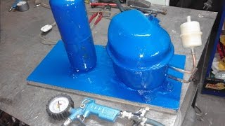 Homemade Silent Air Compressor  Kompresor ze sprężarki lodówkowej [upl. by Ees421]