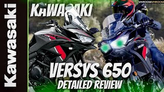 2024 Kawasaki Versys 650 Detailed Review🔥 Adventure Tourer Machine👌 VhroomVhroom [upl. by Aicatan]