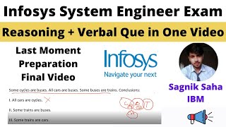 Infosys Previous Year Reasoning  Verbal Question  Infosys System Engineer Exam Final Video 2022 [upl. by Jos]