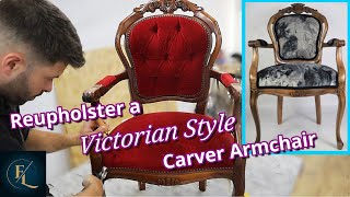 HOW TO REUPHOLSTER A VICTORIAN CHAIR  UPHOLSTERY FOR BEGINNERS  FaceliftInteriors [upl. by Fried]