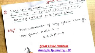 1Great circle problem  Analytic Geometry  BSc Maths [upl. by Sill]