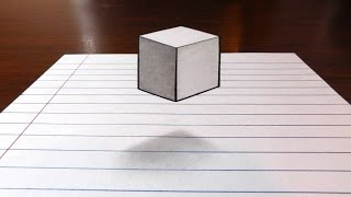 Floating Cube  3D Trick Art on Paper [upl. by Lumbye177]