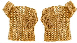 Very Easy 💯 Crochet New Stitch for Sweater Vest Cardigan Top Blouse [upl. by Ynnattirb892]