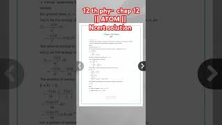 class 12 th physics chapter 12 ncert solutions  ATOM [upl. by Queri535]