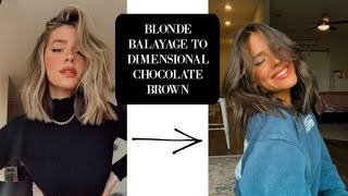 BLONDE BALAYAGE TO DIMENSIONAL CHOCOLATE BROWN TRANSFORMATION ALLY YOST [upl. by Sebastiano]