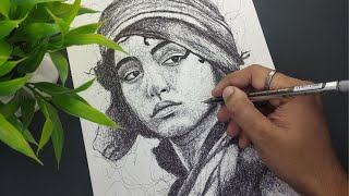 Scribble art portrait drawing  Timelapse video [upl. by Leuamme]