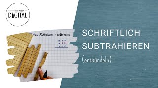 schriftlich Subtrahieren mit Nullen inkl Arbeitsblatt [upl. by Enak]