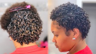 Super Defined Curls On Short Natural Hair  How to style TWA [upl. by Anawqahs]