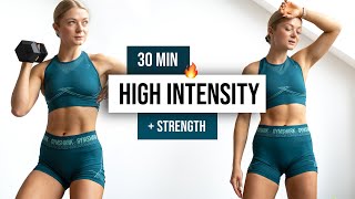 30 MIN Full Body STRENGTH AND CARDIO HIIT Workout  With Weights Home Workout No Repeats [upl. by Ancilin]