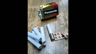 Teardown 9 volt alkaline battery AAAA Battery [upl. by Wendye219]