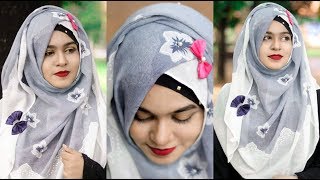 Without Neck Pin Side Swept Hijab Style with Large Coverage  Hijab Style For Class  MUNA [upl. by Mame917]