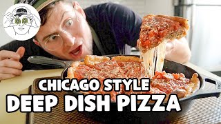 How to Make Deep Dish Pizza in a Cast Iron Pan Chicago Style [upl. by Kennie]