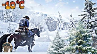 Horse Riding in minus 10 centigrade from Adler Ranch to Lake Isabella  RDR2 [upl. by Ztirf]