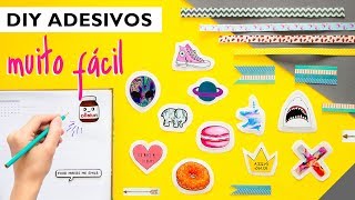 Como fazer ADESIVOS super fácil  DIY para decorar material escolar caderno e planner [upl. by Norved993]