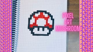 Pixel art idea✍️ How to draw pixel art  How to draw pixel super mario mushroom 🍄 [upl. by Enohpets128]