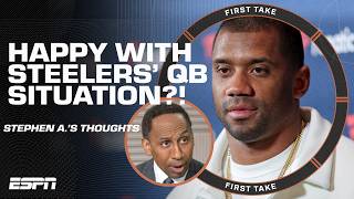 Stephen A is VERY VERY HAPPY about the Steelers QB situation with Wilson amp Fields  First Take [upl. by Eilrahc]