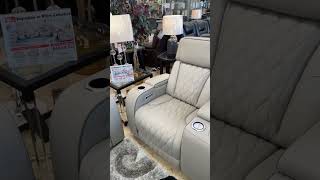 Boyington in White Dual Power Leather Reclining Sofa and Loveseat Set By Ashley [upl. by Goldshell354]