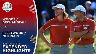 Woods amp DeChambeau vs Fleetwood amp Molinari  Extended Highlights  2018 Ryder Cup [upl. by Nnylirret479]