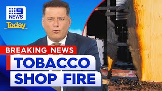 Tobacco shop fire in Melbourne being treated as suspicious  9 News Australia [upl. by Anyr221]