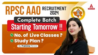 RPSC AAO Recruitment 2024  Complete Btach Starting Tomorrow  By Pratibha Mam [upl. by Clay]