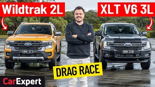 Ford Ranger V6 v 4cyl Dragparison Drag race sound test amp 0100 [upl. by Linad]