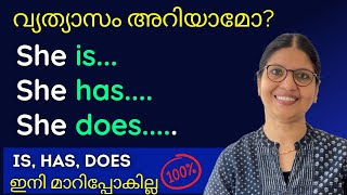 IS HAS DOES എളുപ്പം പഠിക്കാം  SPOKEN ENGLISH LESSON FOR BEGINNERS English in Malayalam  Ln207 [upl. by Llorrac189]