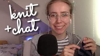 ASMR Sit and Knit with me cozy whispers amp knitting sounds 🧶💙 Knit Purl Repeat 😉 [upl. by Enirehtacyram]